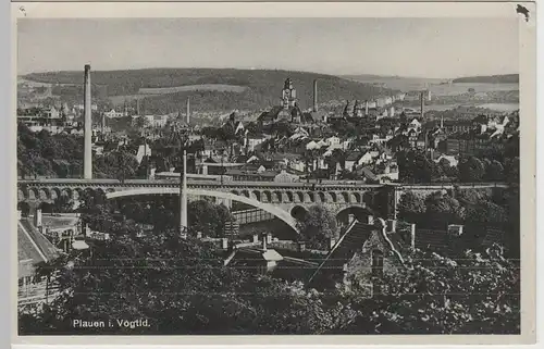 (64500) AK Plauen, Vogtl., Stadtansicht, König-Friedrich-August-Brücke 1936