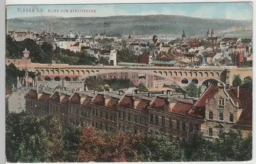 (64499) AK Plauen, Vogtl., Stadtansicht, König-Friedrich-August-Brücke 1914