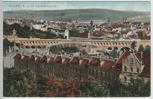 (64497) AK Plauen, Vogtl., Stadtansicht, König-Friedrich-August-Brücke 1913