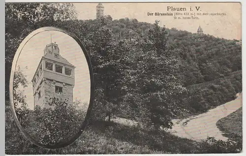 (64496) AK Plauen, Vogtl., Bärenstein, Bärensteinturm, Soldatenkarte 1906