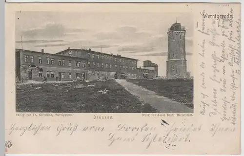 (64489) AK Brocken, Harz, Brockenhotel, Aussichtsturm 1901