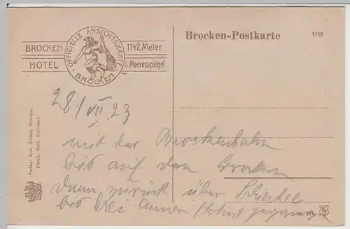 (64486) AK Brocken, Harz, Brockenhotel, Aussichtsturm 1923