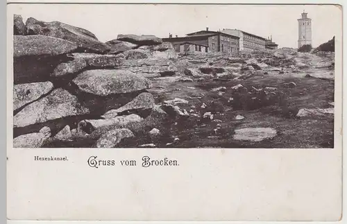 (64482) AK Gruß vom Brocken, Harz, Hexenkanzel, bis um 1905