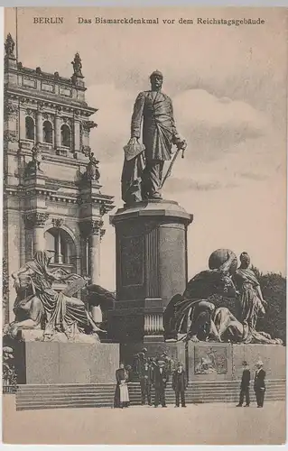 (64339) AK Berlin, Bismarckdenkmal vor dem Reichstagsgebäude 1913