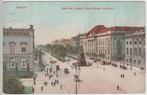 (64307) AK Berlin, Unter den Linden, Neue Königl. Bibliothek, Feldpost 1915