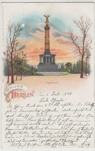 (64285) AK Gruß aus Berlin, Siegessäule, Litho 1898