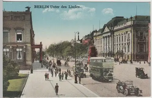 (64418) AK Berlin, Unter den Linden, Friedrich d. Große, Doppelstockbus 1910er