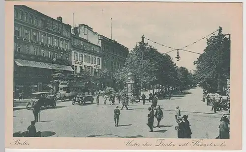 (64274) AK Berlin, Unter den Linden m. Kranzlerecke 1910/20er