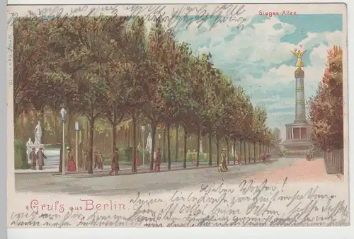 (64259) AK Gruß aus Berlin, Sieges-Allee 1902