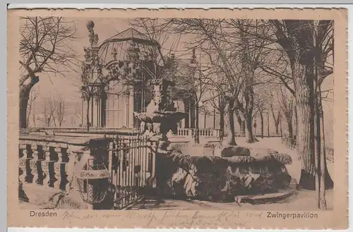 (64254) AK Dresden, Zwinger, Wallpavillon, Rückseite 1932