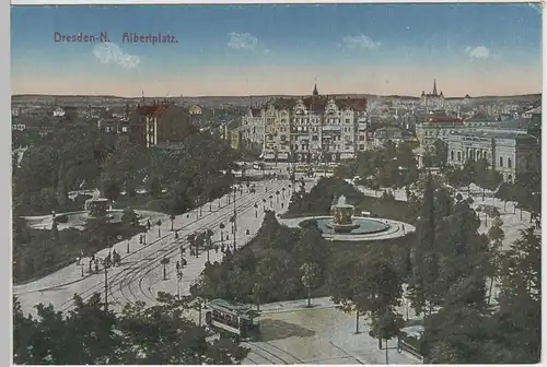 (64228) AK Dresden, Neustadt, Albertplatz, Straßenbahn 1919