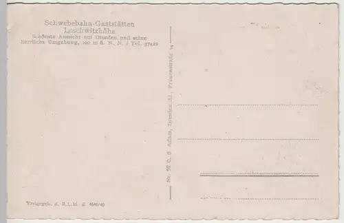 (64204) AK Dresden, Loschwitz, Blaues Wunder, Blasewitz 1940