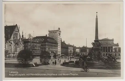 (64173) Foto AK Leipzig, Augustusplatz, Mendebrunnen, Neues Theater 1931