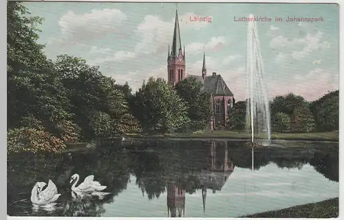 (64152) AK Leipzig, Lutherkirche, Johannapark 1912