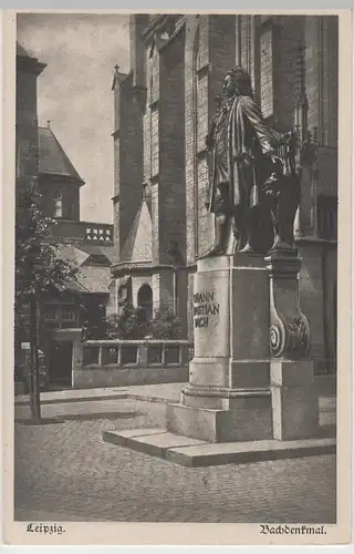 (64126) AK Leipzig, Bach-Denkmal an der Thomaskirche, vor 1945