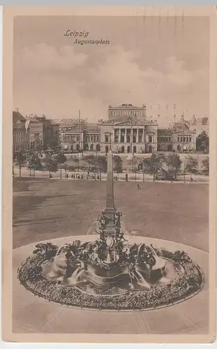 (64123) AK Leipzig, Augustusplatz, Mendebrunnen, Neues Theater 1915