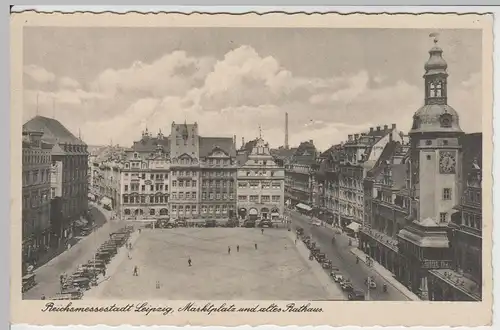 (64111) AK Leipzig, Marktplatz und altes Rathaus 1942