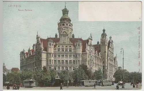 (64091) AK Leipzig, Neues Rathaus, Straßenbahn, um 1904