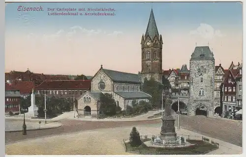 (64040) AK Eisenach, Karlsplatz, Nikolaikirche, Aerztedenkmal, vor 1945