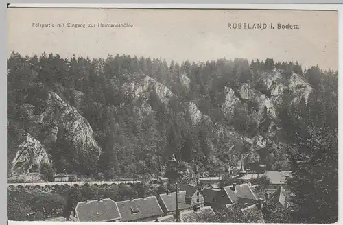 (64020) AK Rübeland im Bodetal, Felspartie m. Eingang Hermannshöhle 1909