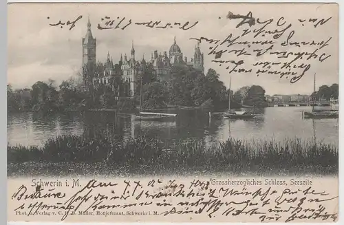 (64001) AK Schwerin, Schloss Seeseite, 1905