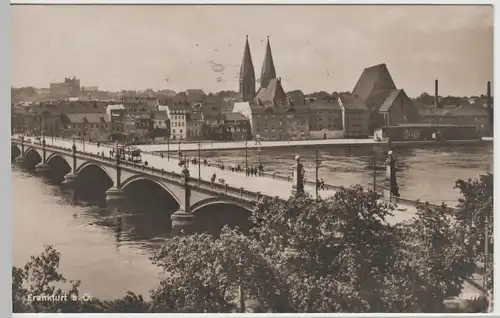 (63986) Foto AK Frankfurt (Oder), Blick über die Oderbrücke, 1928