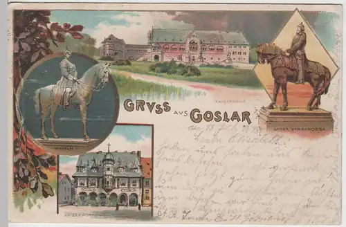 (63897) AK Gruss aus Goslar, Kaiser Mehrbild Litho, 1898