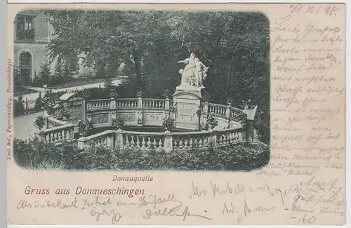 (63600) AK Gruß aus Donaueschingen, Donauquelle 1898