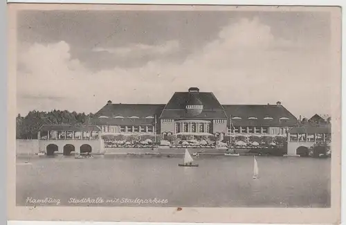 (63564) AK Hamburg, Stadthalle, Stadtparksee, vor 1945