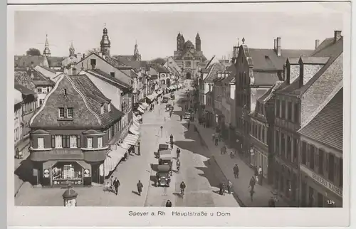 (63462) Foto AK Speyer, Hauptstraße mit Dom 1935