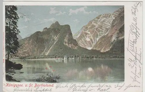 (63364) AK Schönau, Königssee, St. Bartholomä, Watzmann 1899