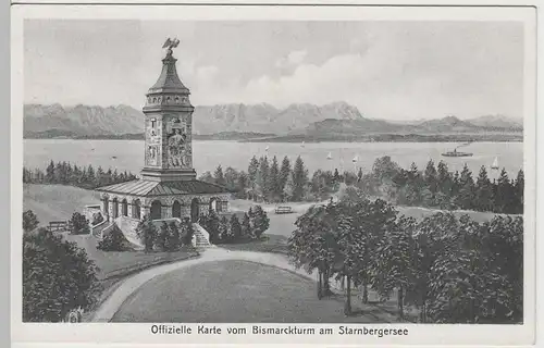 (63349) Künstler AK Assenhausen, Bismarckturm, Starnberger See, um 1930
