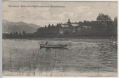 (63343) AK Kurhaus Strandhotel-Chiemsee Sanatorium, Ruderboot 1922