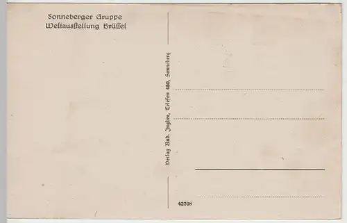 (63122) AK Sonneberger Gruppe, Weltausstellung Brüssel, vor 1945