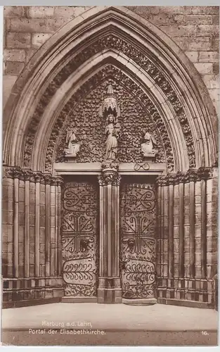 (62461) Foto AK Marburg a.d. Lahn, Portal der Elisabethkirche, 1920er/30er
