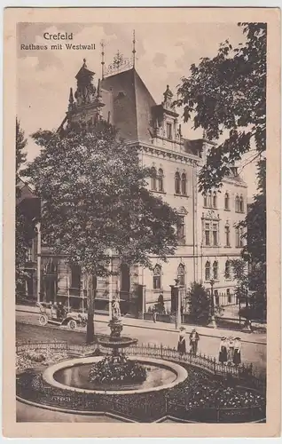 (62347) AK Krefeld, Rathaus mit Westwall, vor 1929