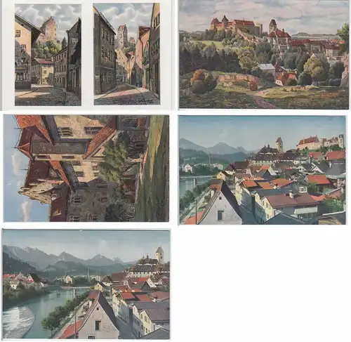 (62153) AK Füssen am Lech, 5 Karten 1910-20