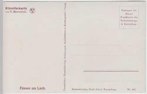 (62125) Künstler AK V. Marschall: Füssen am Lech um 1910