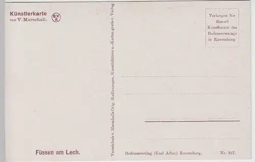 (62124) Künstler AK V. Marschall: Füssen am Lech um 1910