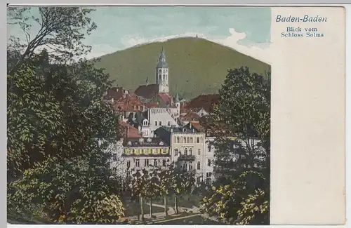 (61987) AK Baden-Baden, Blick vom Schloss Solms, vor 1905