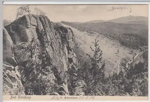 (61975) AK Bad Harzburg, Rabenklippe 1908