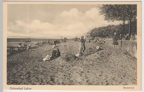 (61561) AK Ostseebad Laboe, Badestrand, vor 1945