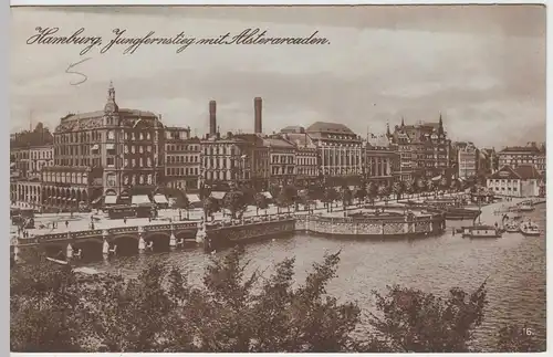 (61449) Foto AK Hamburg, Jungfernstieg, Alsterarkaden, vor 1945