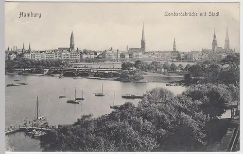 (61448) AK Hamburg, Lombardsbrücke mit Stadt, vor 1945