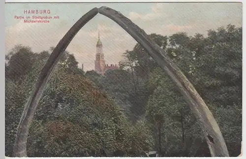 (61433) AK Hamburg, Partie am Stadtgraben, Michaeliskirche, um 1905