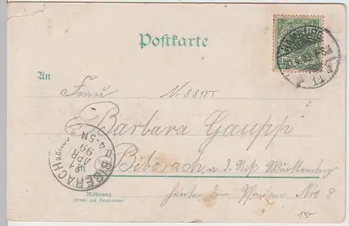 (61421) AK Gruß aus Hamburg, Seewarte, Helgoländer Allee 1899