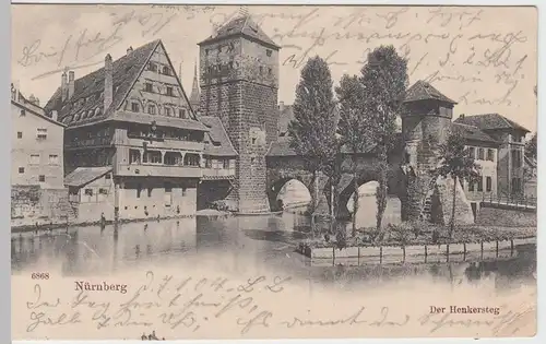 (61391) AK Nürnberg, Henkersteg, Weinstadel, Wasserturm 1904