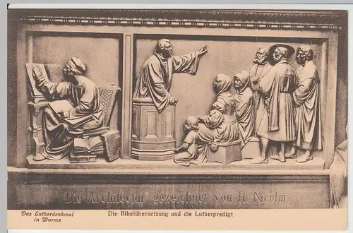 (61266) AK Worms, Lutherdenkmal, Bibelübersetzung, Predigt, um 1911