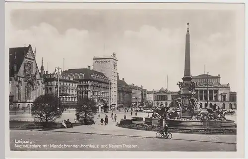 (61120) Foto AK Leipzig, Augustusplatz, Paulinerkirche, Mendebrunnen 1938