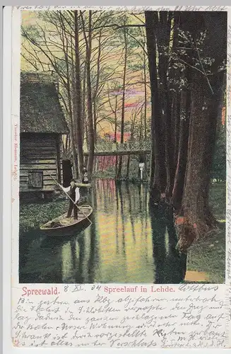 (60995) AK Spreewald, Spreelauf in Lehde, 1904